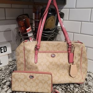 Pink and Beige Coach Causual Bag, Wallet Sold Separately